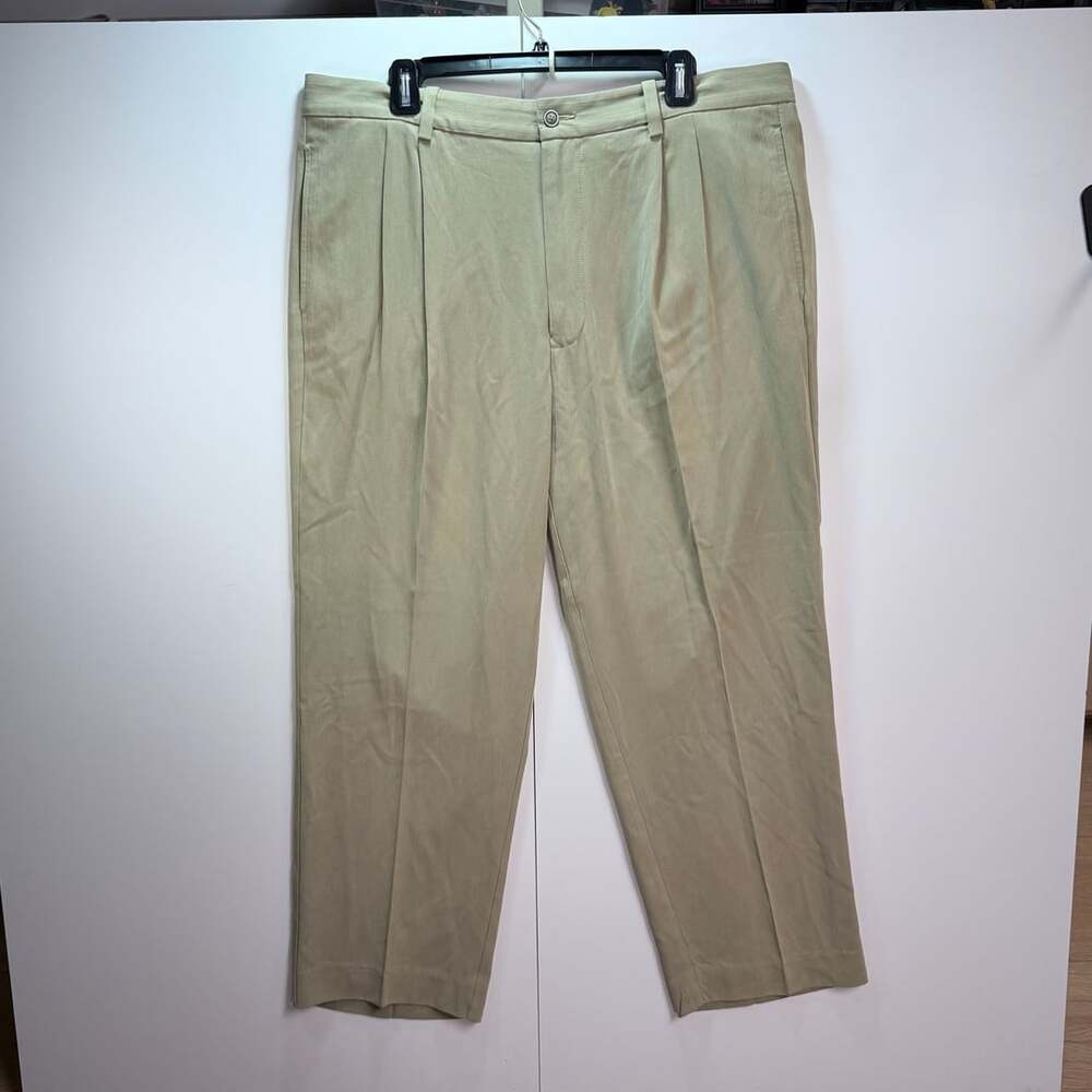 Tommy Bahama Men's Khaki Pleated Dress Pants 80% Silk 20% Rayon Blend 38x30